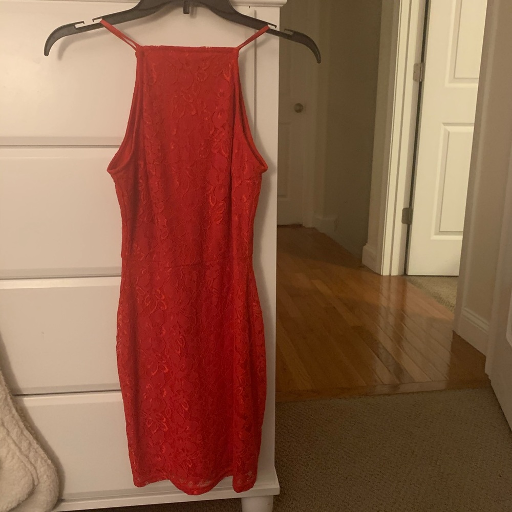 Red Misguided Lace Bodycon Dress